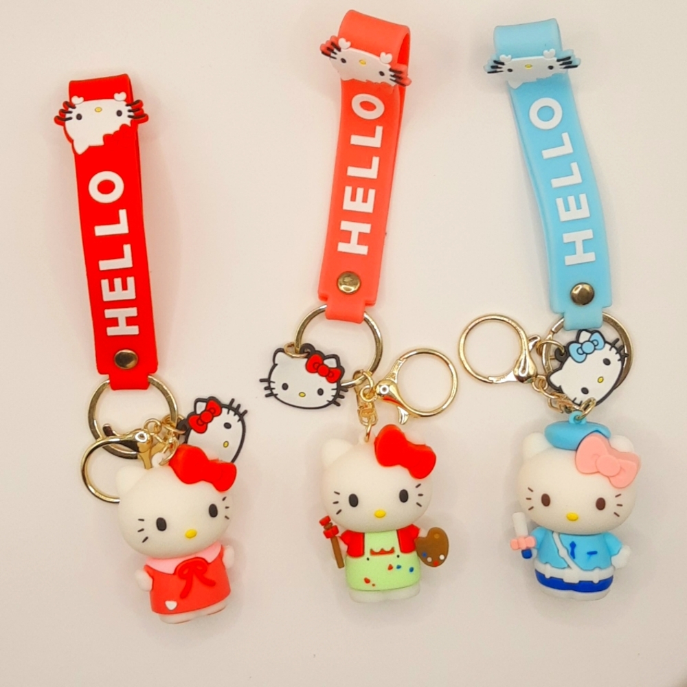 Kawaii HK 3D Keychain Bag Charm Pendant Keyring Lanyard Jewelry 3Pc *Imperfect*
